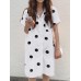 Cottagecore Polka Dot Pocket Button Split Shirt Dress