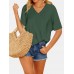 V  Neck Short Sleeve Solid Summer Loose Fit Brief T  Shirt