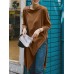 Solid Irregular Hem Slit Long Sleeve Crew Neck Long T  shirt