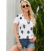 Short Sleeve Floral Print V  Neck Summer Regular Fit T  Shirt