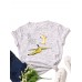 Women Funny Banana Letter Print Round Neck Casual Short Sleeve T  Shirts