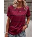 Stripe Print Short Sleeve O  neck Loose Casual T  Shirt For Women