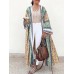 Bohemian Floral Print Loose Open Front Long Sleeve Cardigan