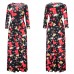 Women Christmas Snowflake Printing Pattern Long Sleeves Dress Skirt