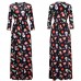 Women Christmas Snowman Printing Pattern Long Sleeves Dress Skirt