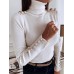 Women Turtleneck Solid Color Button Long Sleeve Basic Sweater