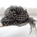 Literary navy small plaid French sunscreen female shawl tassel