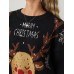 Women Christmas Elk Printed Cartoon Animal Snowflake Round Neck Sweater