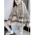 Women Christmas Elements Claret Vintage with Scarf Casual Sweaters